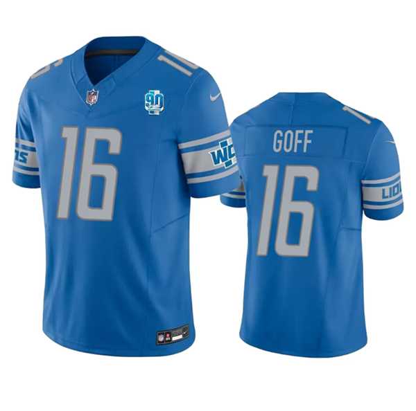Men & Women & Youth Detroit Lions #16 Jared Goff Blue 2023 F.U.S.E. 90th Anniversary Patch Vapor Untouchable Limited Stitched Jersey->green bay packers->NFL Jersey